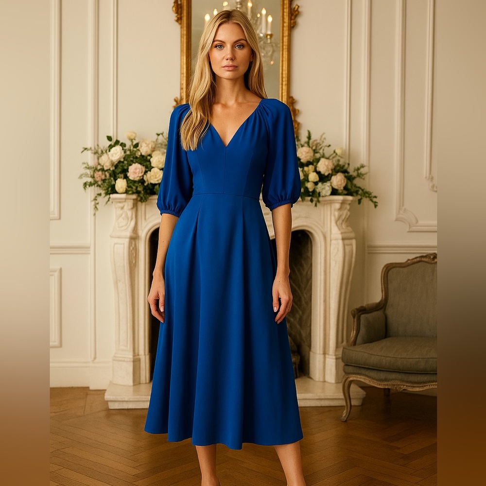 Alfani Blue Ruffled Wrap Gown